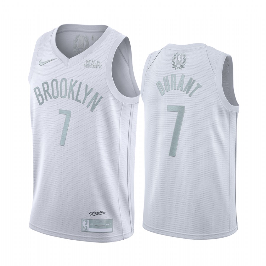 Men Men  Brooklyn Nets #7 Durant White NBA Nike MVP Jerseys